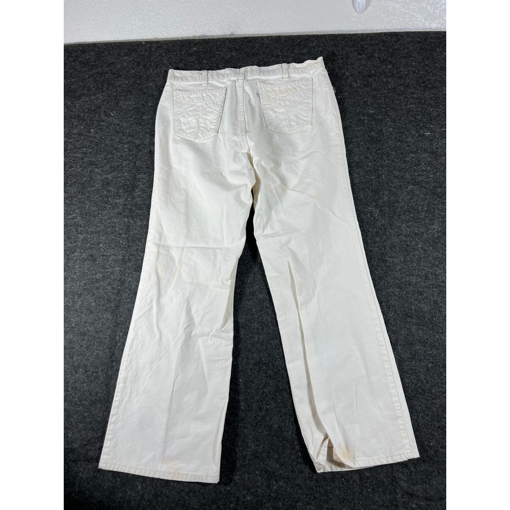 VTG 70s Levis White Denim Wide Leg Jeans Mens 37x28.5 Unique Back Pocket Talon